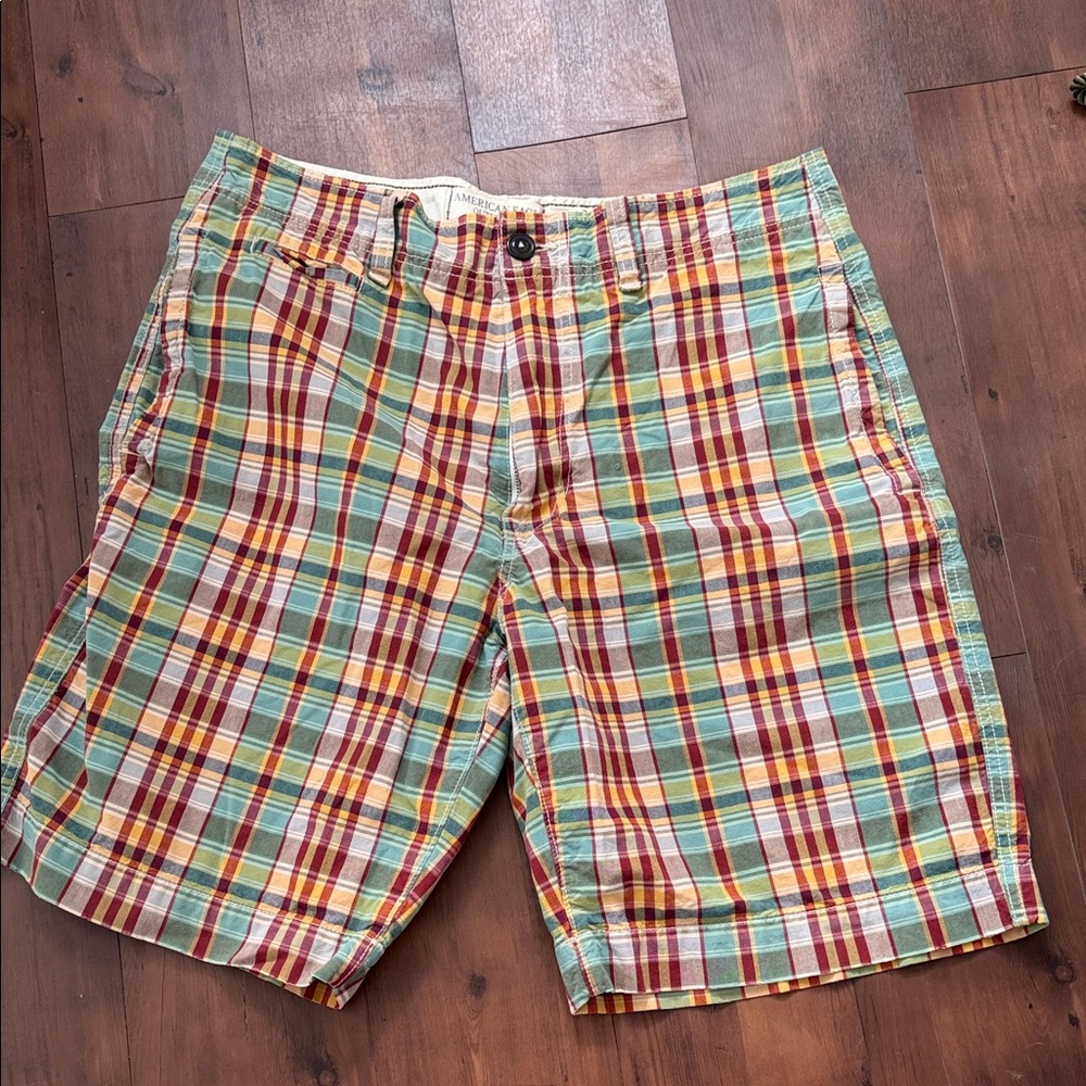 American Eagle Outfitters Plaid Shorts - Green, Red, Yellow